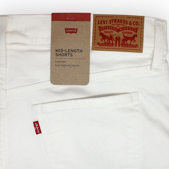 New 31/12 Levi's MidLength White Denim Short 4"Inseam Stretch - Picture 5 of 12